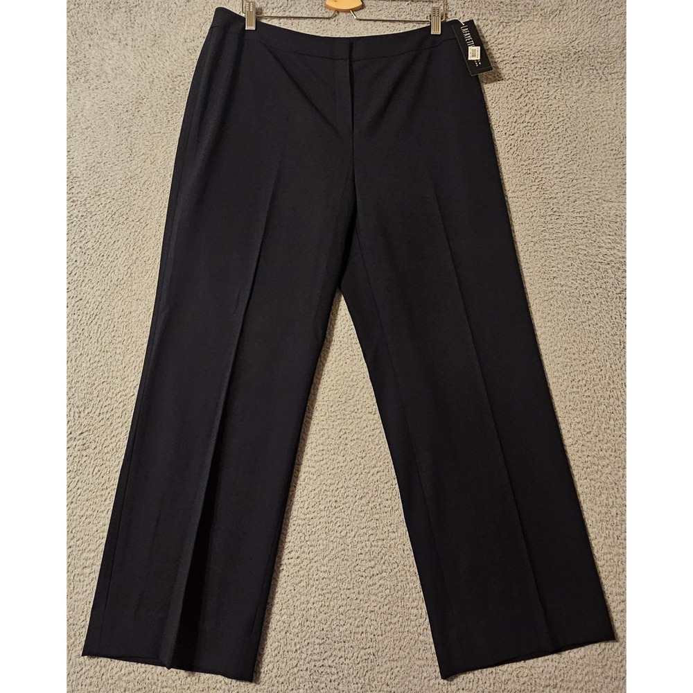Lafayette 148 New York Womens Navy Wool Blend Straight Leg Dress Pants 14 NEW